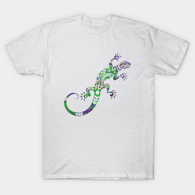 Psychedelic Tribal Lizard Colorful Surreal Trippy T-Shirt by MintedFresh